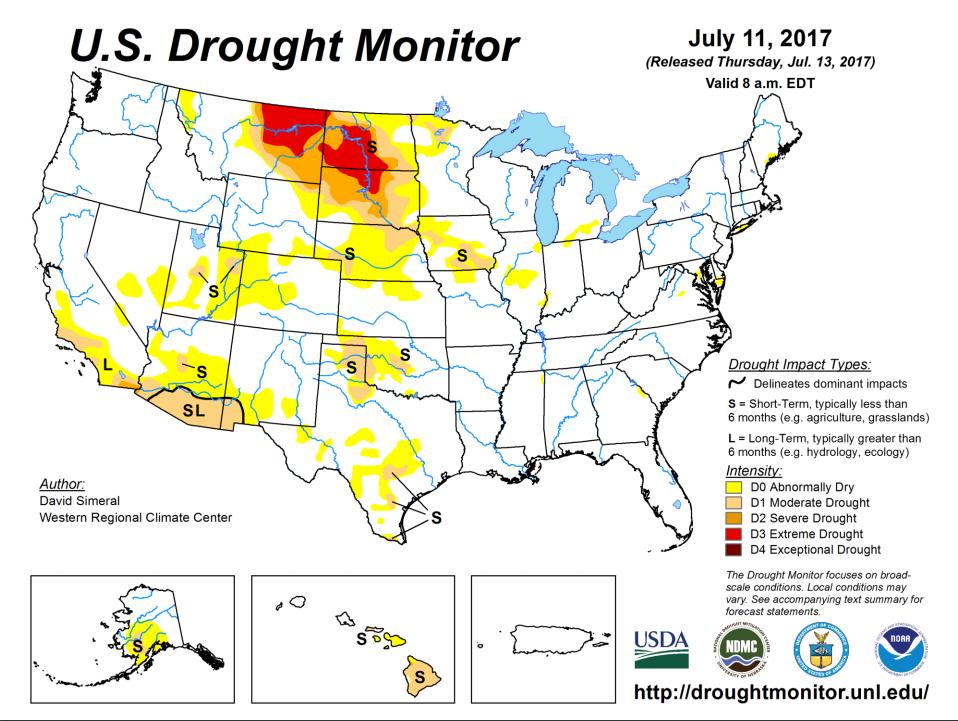 Weather. The northern high plains continue to experience the worst drought conditions in the country.