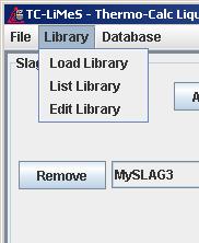 New software: Example Step b: Choose a certain type of pre-defined slag (from a USER library): $ Composition in wt%: $ Pure Chemicals: CaO: CaO 00 MgO: MgO 00 MnO: MnO 00 CrO: CrO 00 Cr2O3: Cr2O3 00