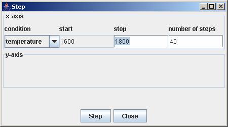 New software: Example Step 4: Make a STEPPING calculation: Varied with temperature condition:
