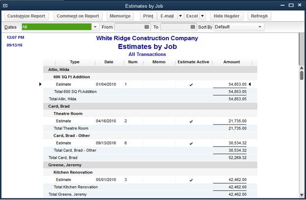 Creating an Invoice from an Estimate Reporting on Estimates You can create an Estimates by Job report to view all of your estimates in one place.