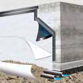 Studded membrane with a welded geotextile for permanent bonding. Allows backfilling with excavated earth.