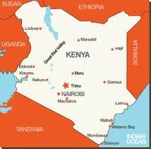 Map of Kenya showing