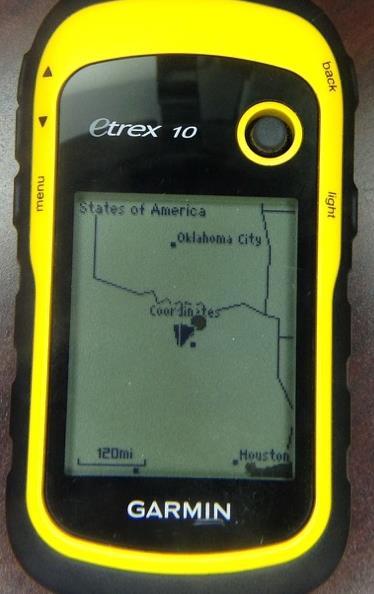 When DONE on the previous page is pressed a map is displayed. Left is on 120 mile view. Use Up / Down arrows on left of GPS to zoom into the 20 ft. view on the right.