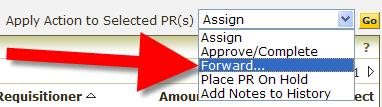 Approving Orders in PantherBuy Forwarding PR(s) There may be instances where an approver may feel as though another individual is a more appropriate approver for a particular request.