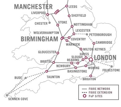 EASYNET 4,450 km of fibre Metro rings in London, Birmingham, Edinburgh & Glasgow 50 UK towns and cities passed 36 nationwide Points of Presence (POPs) 4.