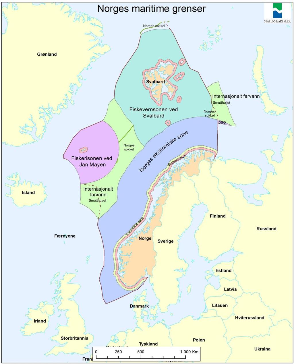 Norway; the ocean state Area Waters under Norwegian jurisdiction: 2,3 million km 2 Land territory: 385 000