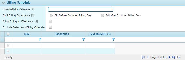 Managing Billing Entities Page 138 3. The panels and fields are described below. Fields marked with a red asterisk * are required.