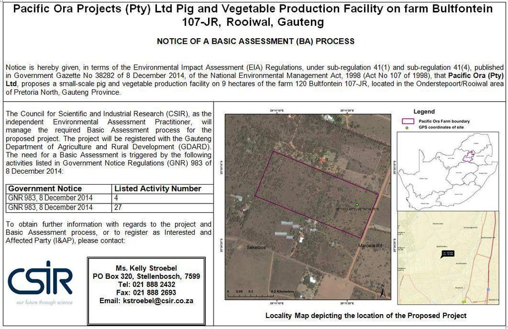 S E C T I O N F : A P P E N D I C E S Basic Assessm ent for the pro posed Pacific Ora Projects (Pty) Ltd Pig and Veget able P rod uction facil ity on farm Bultfontein 10 7 -JR,