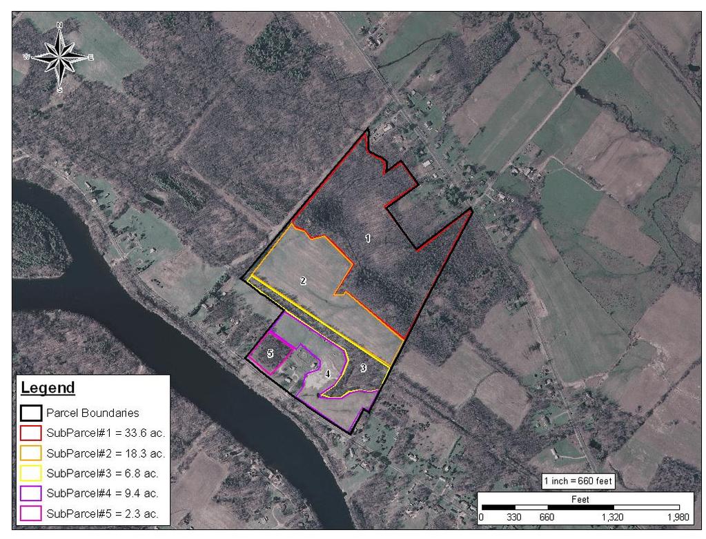 Assessment of Individual Parcels An individual parcel with subparcels that are currently being used for different purposes Based on soils data and site assessments, estimated biomass production from