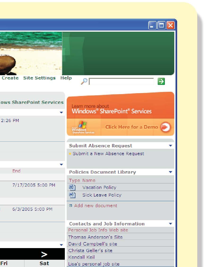 Management site within the Northwind Microsoft Windows SharePoint Services