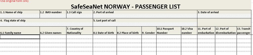 1 Passengers details - Format and content Family Name Given Names Country of Nationality Surname. Persons with one name only should be reported in the box «Family Name».