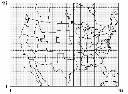 NATA Model domain 36-km grids across the continental U.S.