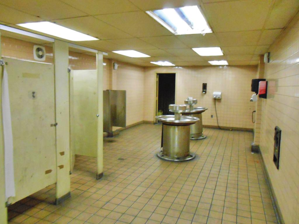 Rest room facilities are located at each end of the fabrication