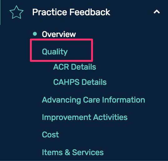 Performance Category Details A detailed view of your feedback in each of the four performance categories at the practice and individual level data can be viewed by selecting the category on the