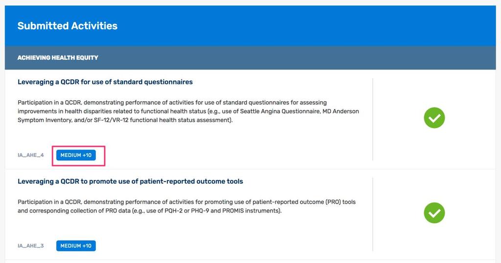 Improvement Activities Details For the Advancing Care Information performance category
