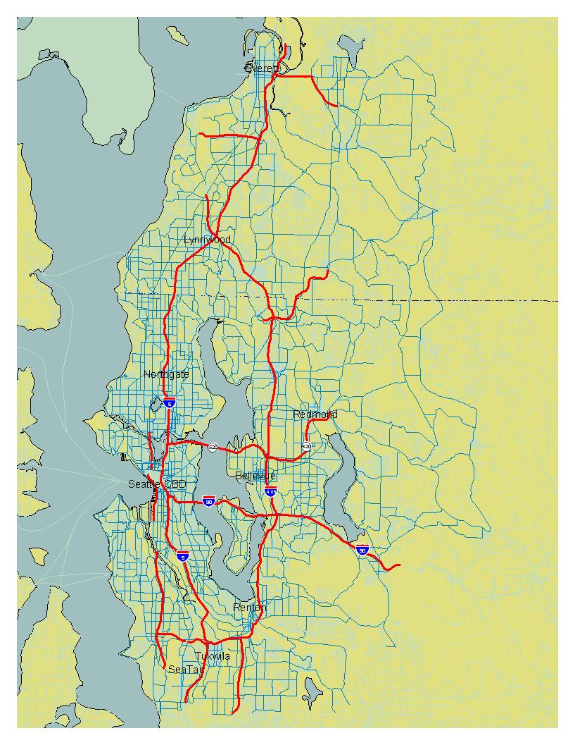 Toll Area Map Coverage Area Cascade foothills to Puget Sound