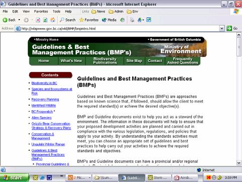 MOE Environmental Stewardship Ecosystem BMPS http://wlapwww.gov.bc.ca/wld/bmp/bmpintro.html 19 19 19 How?