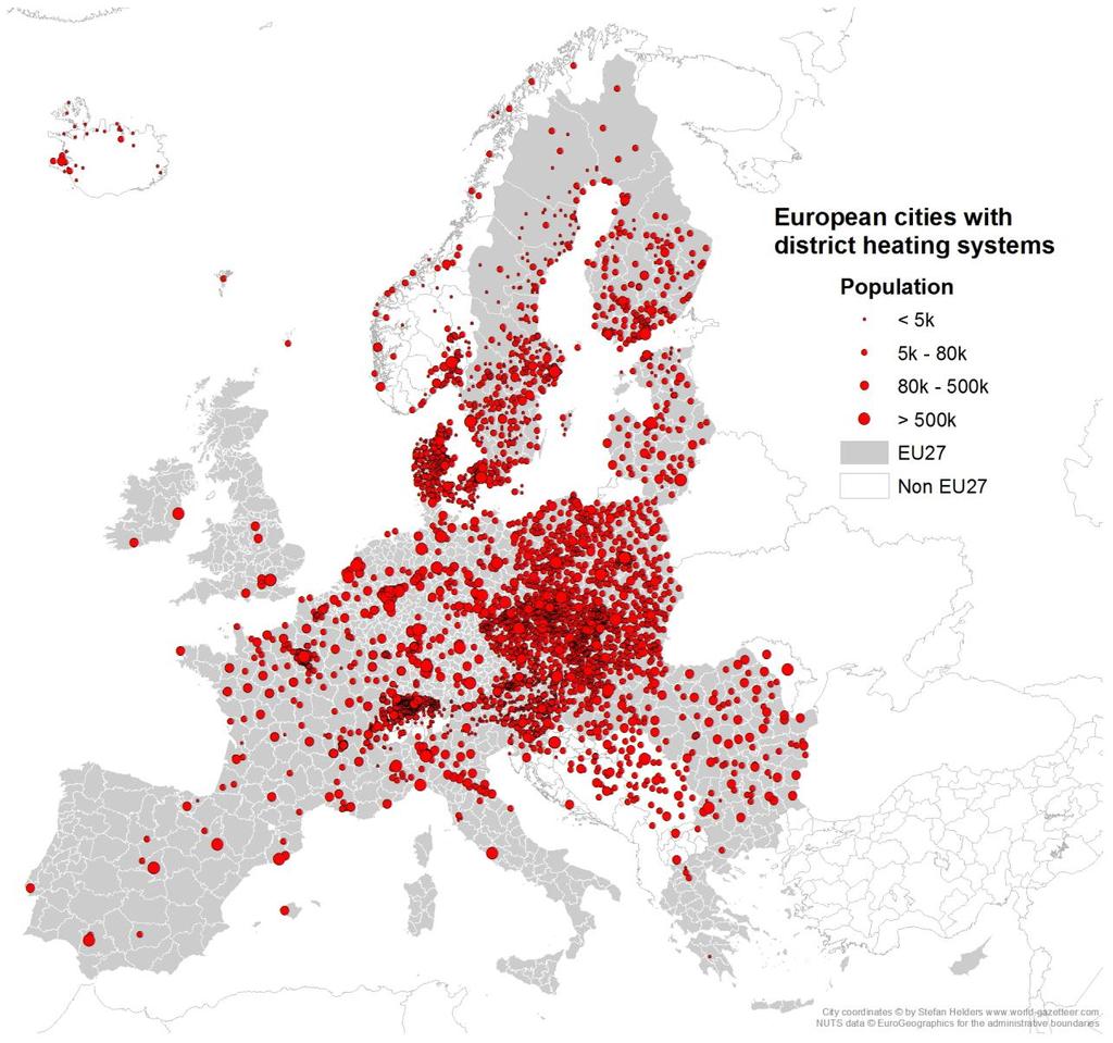 District heating and cooling systems European DHC database Parameter DH DH EU27 Nr. of countries with systems 38 25 Nr. of systems 4209 3584 Nr. of systems in cities with population > 5000 Nr.