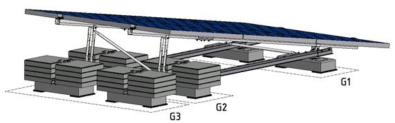 Ballast requirements General The ValkTriple mounting system must be weighted down by tiles, which will be placed at positions G2 and G3.