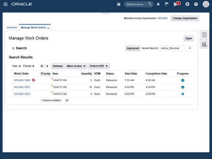 Define Execute Cost Efficiently Manage Work Orders Create standard and non-standard work orders Build standard or configured items Edit work order
