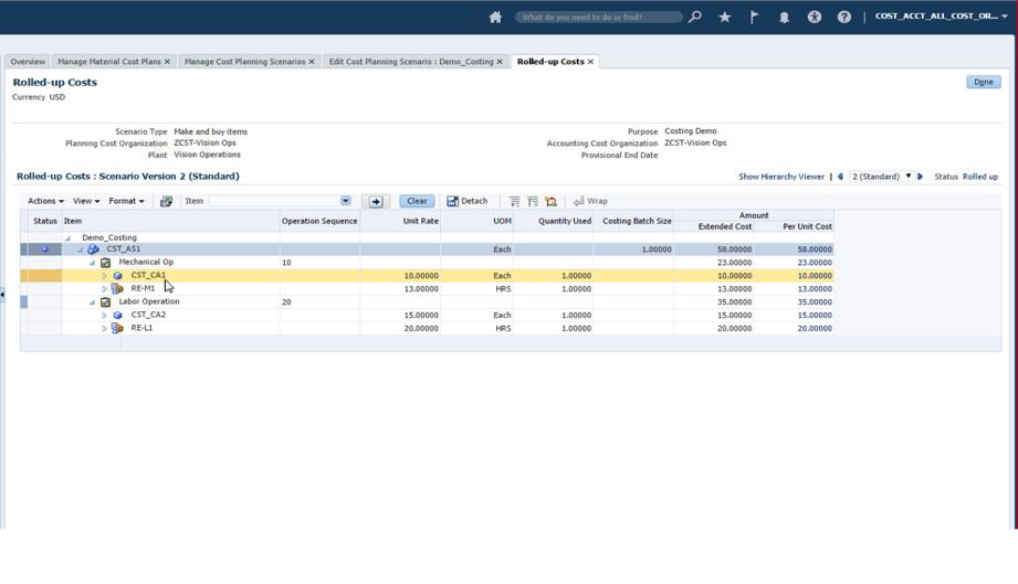 Define Execute Cost Publish Standard Costs Enter costs with spreadsheet import