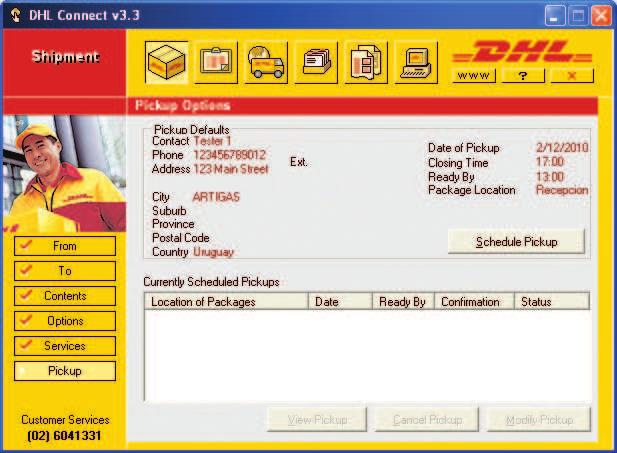 KEEP TRACK OF YOUR PAST AND PRESENT SHIPMENTS Pickup Options Step 9: Verify the information on screen