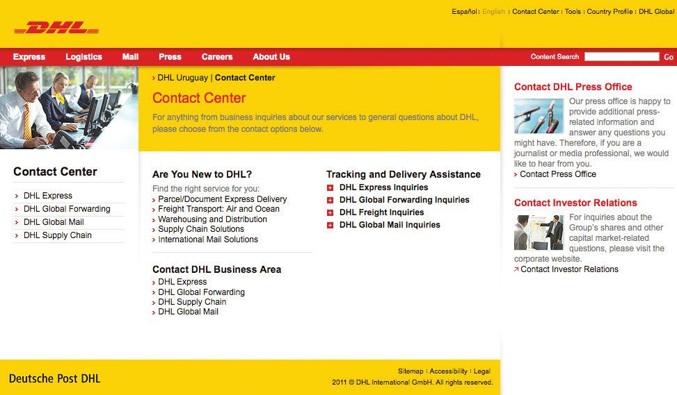 DHL Country Page Click the DHL.com link to go directly to your country s DHL site.