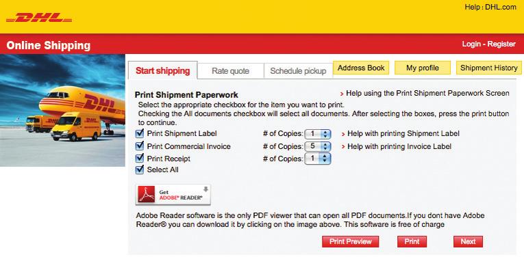 Print Shipment Paperwork Step 8: Check the box next to Select All to print all available documents, or manually choose which paperwork to print as well as the quantity for each.