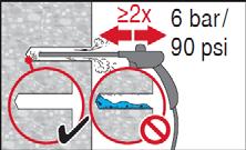 Brush 2 times with the specified brush (see Table B7) by inserting the steel brush Hilti HIT-RB to the back of the hole (if needed with extension) in a twisting motion and removing it.