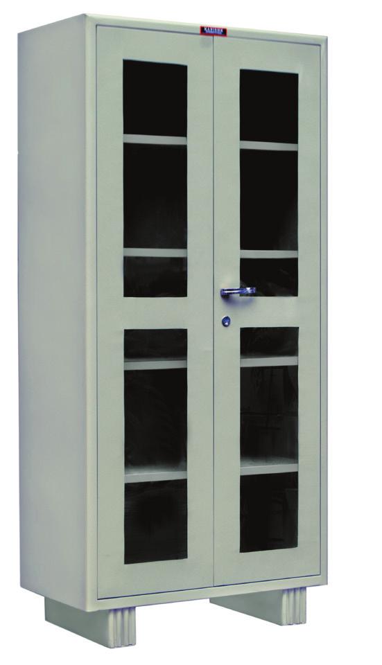 KANISHK Glass Door Almirah with 4 Shelves making 5 Open Compartments.