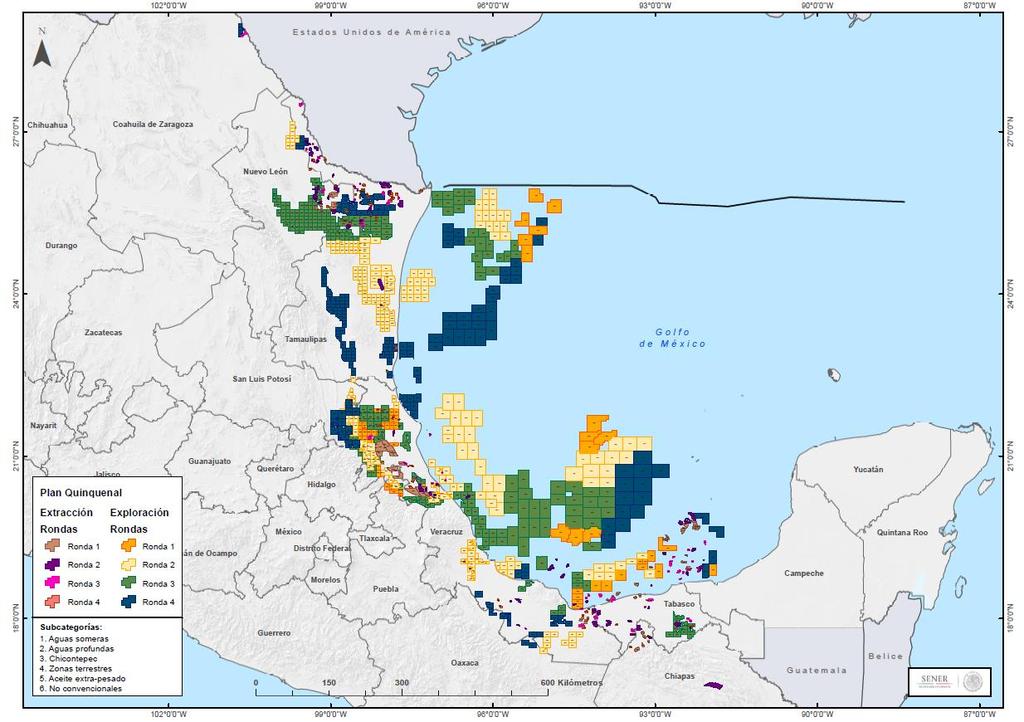 Mexican Case Five-Year Plan On June 30, 2015, the Ministry of Energy published the Five-Year Plan for Exploration and Extraction Bids for Hydrocarbons 2015 2019 which was elaborated on the basis of a