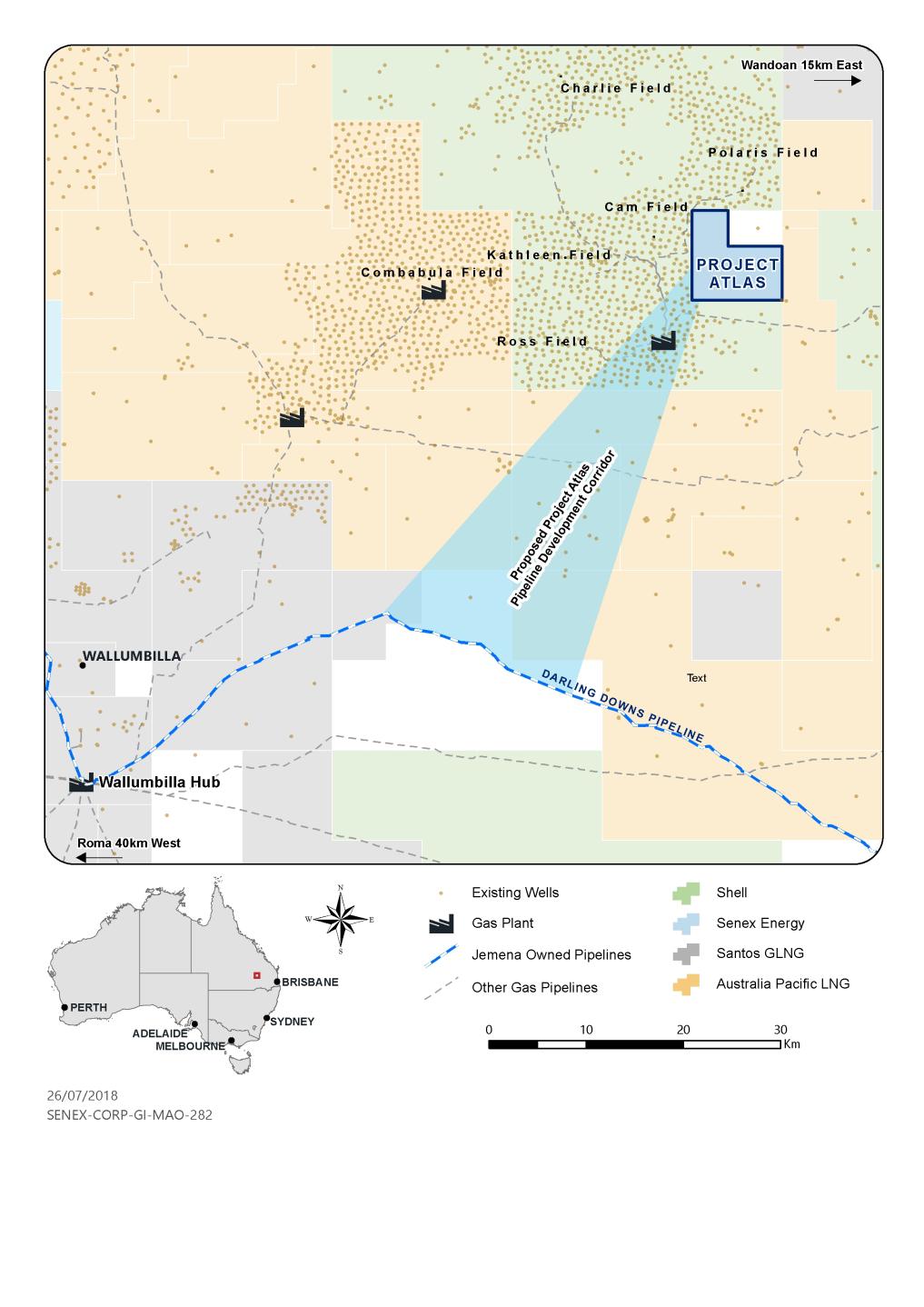 ly Report EAST COAST GAS BUSINESS SURAT BASIN Project Atlas During the quarter, Senex reached a significant milestone, partnering with Jemena to bring Project Atlas gas to the domestic market in late