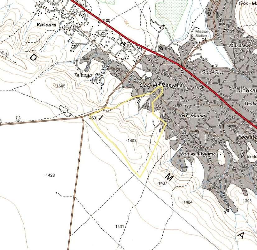 27 HIA Makadima Leisure and Cultural Village November 2017 Figure 12. 1996 Topographical map of the site under investigation. The approximate study area is indicated with a yellow border.