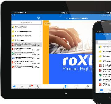Mobile Access Become even more flexible in terms of your document management! With the roxtra app and Mobile-Connector you have mobile access to your roxtra system.