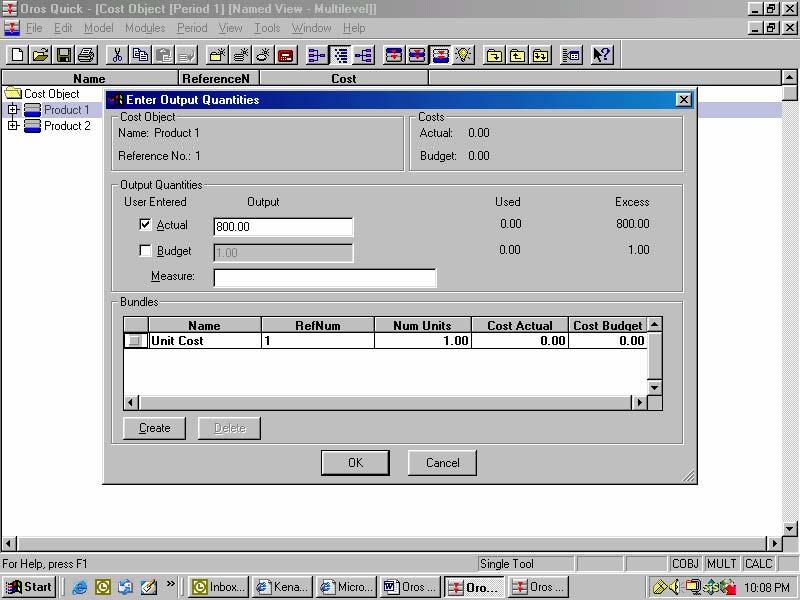 Select Enter Diver Quantities from the Period Menu A dialog box will appear showing that inspection costs are assigned equally to the two cost objects.