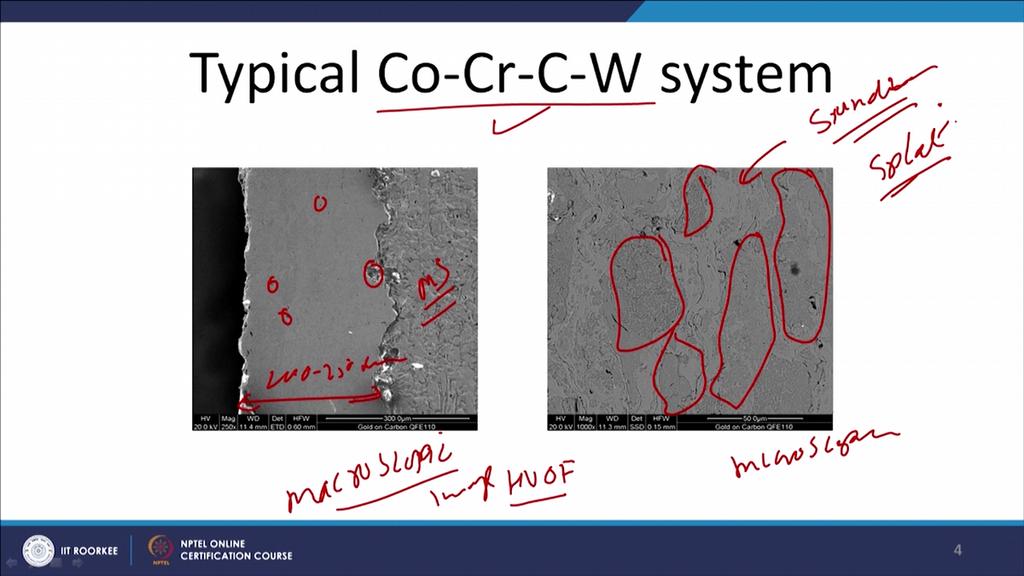 In the next slide always showing typical HVOF coatings of the Cobalt Chromium Carbon Tungsten system and if we see this is the macroscopic image of HVOF coatings of this material, this is the Cobalt