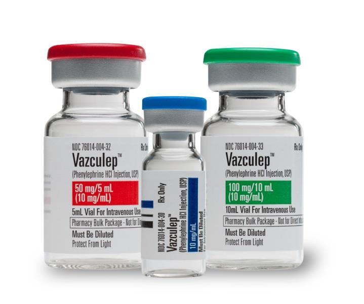Marketed Product VAZCULEP FDA approval on June 30, 2014 (only FDA-approved phenylephrine injection available in three vial sizes) Launched