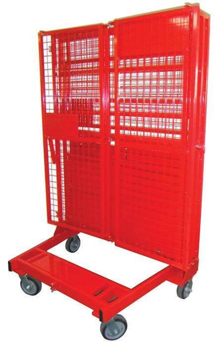 CARTS SECURITY CART Collapsible Nesting Security Cart Designed to provide simplified, secure transport of valuable goods with less effort and fewer employees, the Collapsible Nesting Security Cart