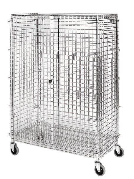 cart capacity Height 70" Comes standard with 5" polyurethane swivel casters A2448CP64TS-4 Security Carts Keep valuable materials secured while