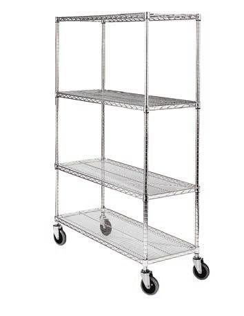 Casters 4-Shelf carts with 54" or 64" plated posts. 800 lb. capacity.