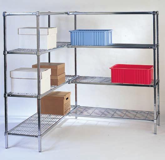 SHELVING SYSTEMS HEAVY DUTY SQUARE POST WIRE SHELVING 4-Shelf Shelving Unit Unique square post design uses 27% more steel than typical round posts.