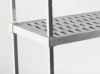 structural foam polyethylene shelf over 1" square steel tubular frame coated with