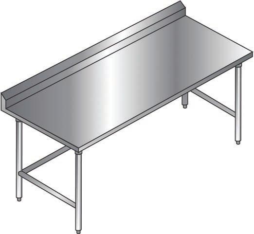 STAINLESS STEEL TABLES 16-GAUGE TABLES 16-Gauge Tables with 6" Back Splash and 304 Stainless Steel Base Set Up Units For knocked down table use -KD