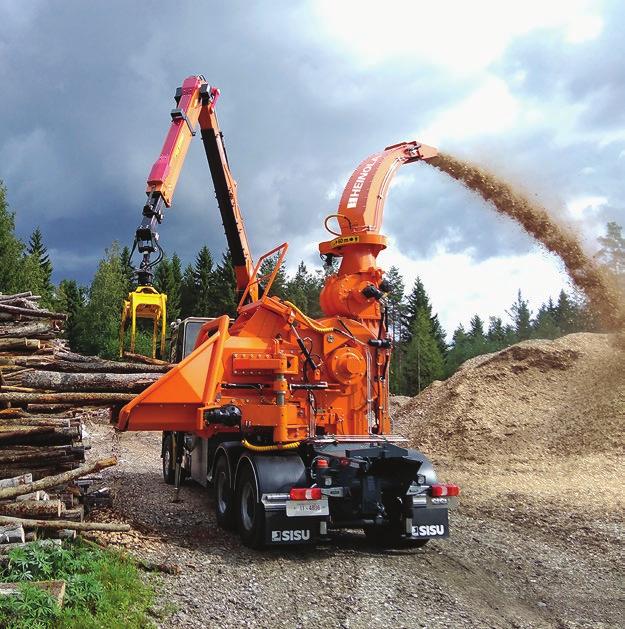 HEINOLA 1310 TRUCK Suitable for producing woodchips for power generation, this mobile chipper is mounted on a truck and powered by the carrier vehicle s engine via an easy-to-use power cable.