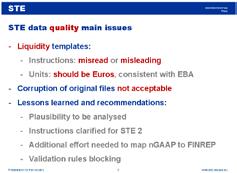 industry on data quality necessary to