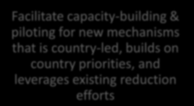 capacity-building & piloting for new mechanisms that is