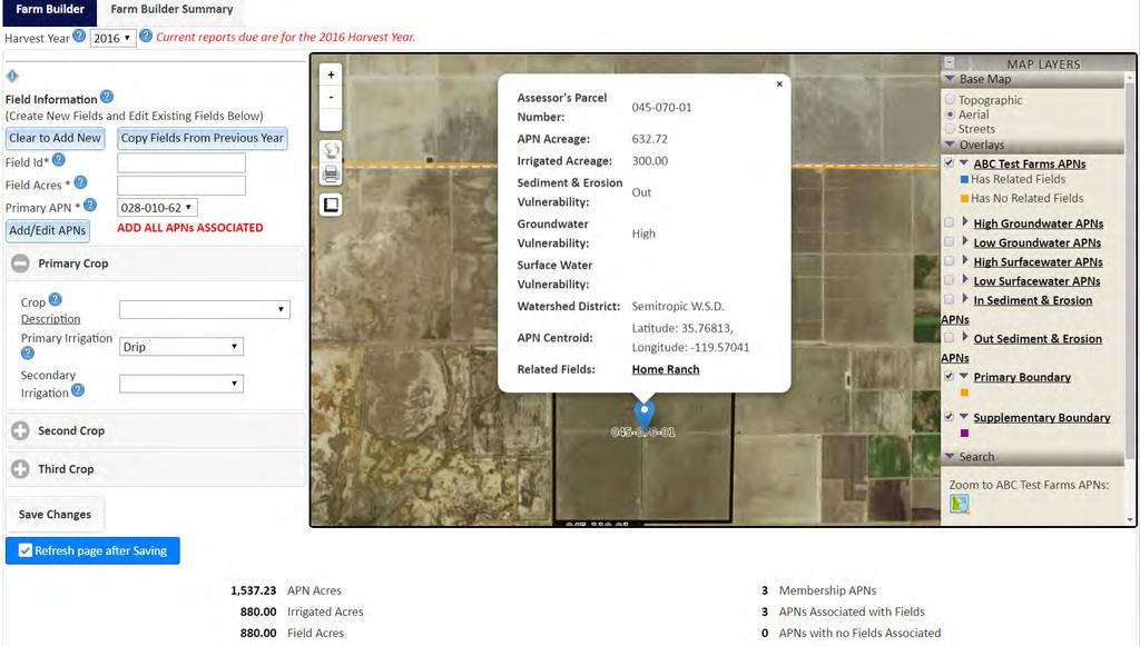 Farm Builder Online 074 987 72 26 Irrigated Acres must match total Field