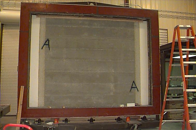 Figure 2. Unfinished Rastra wall prepared for hot-box test.