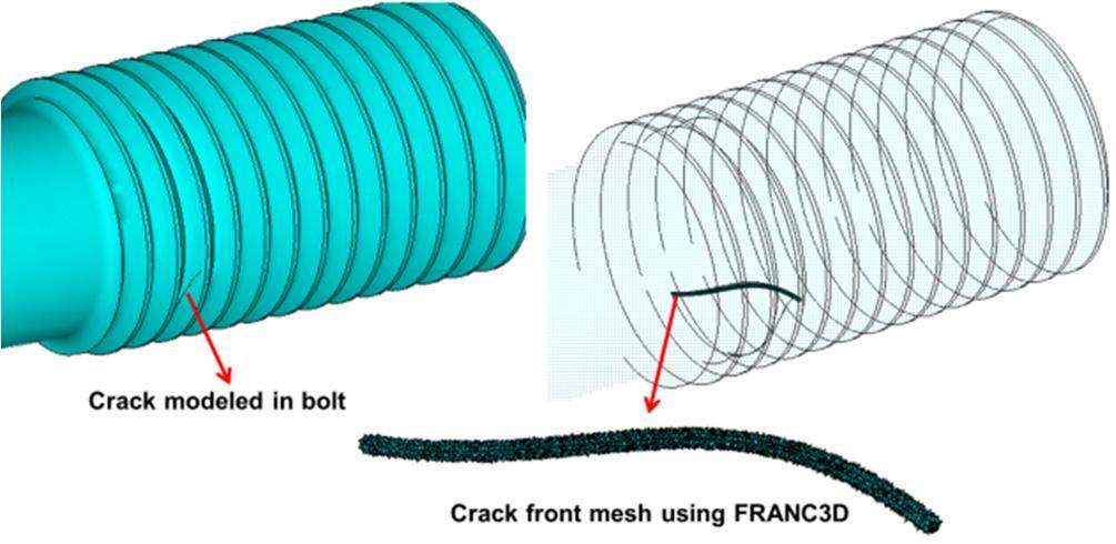 FRANC3D model is full scale representation of actual cracked geometry with crack front being modeled. A global model approach provided in FRANC3D was used to perform crack propagation studies.
