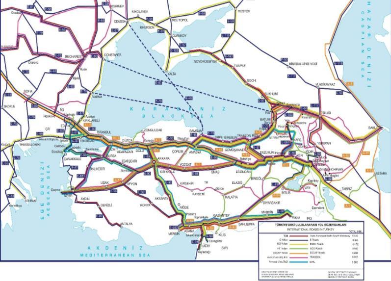 International Road Corridors in Turkey TEM AGR BSEC ECO UN-ESCAP TRACECA UN-ECE EATL